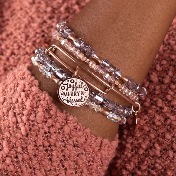 3 Christmas Holiday Alex & Ani stackable metal adjustible size charm bracelets - Picture 3 of 13